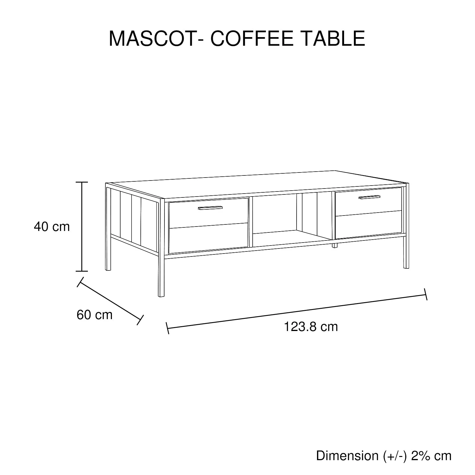 2 Drawers Coffee Table