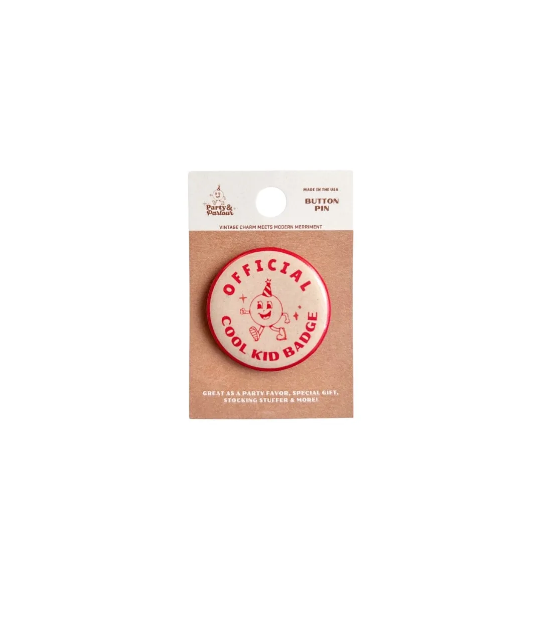 Official Cool Kid Vintage Style Button Pin Badge